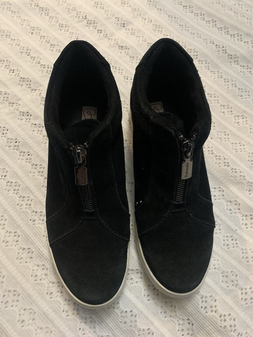 Blondo Waterproof Black Suede High Top Wedge Sneakers Women's Size 7